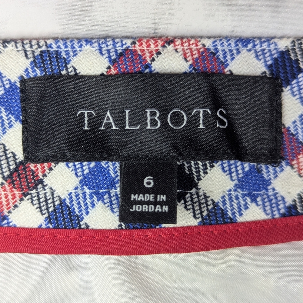 Talbots Red White Blue Gingham Plaid Skirt Office Business Casual Skirt Size 6 - Picture 4 of 14